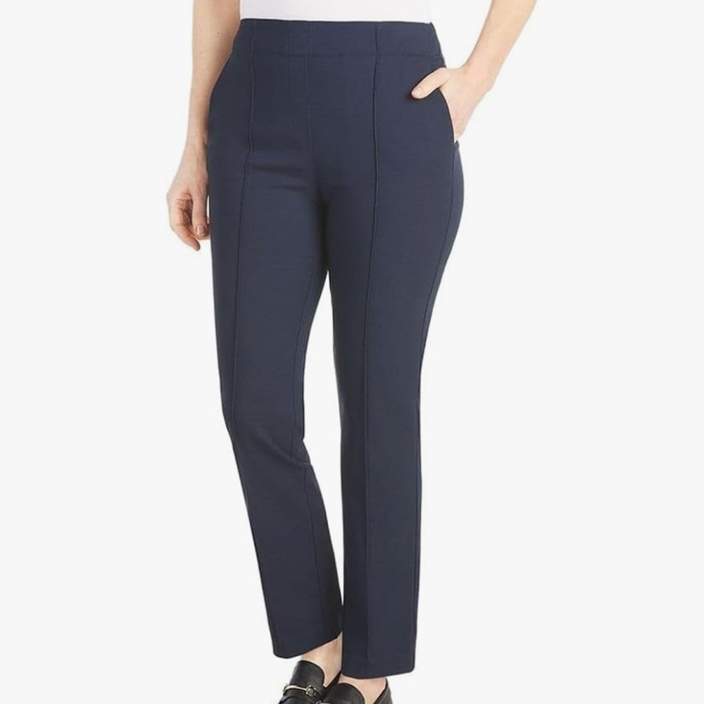 NWT Hilary Radley Women's Mid Rise Slim Fit Pants - Navy Blue - Size XL